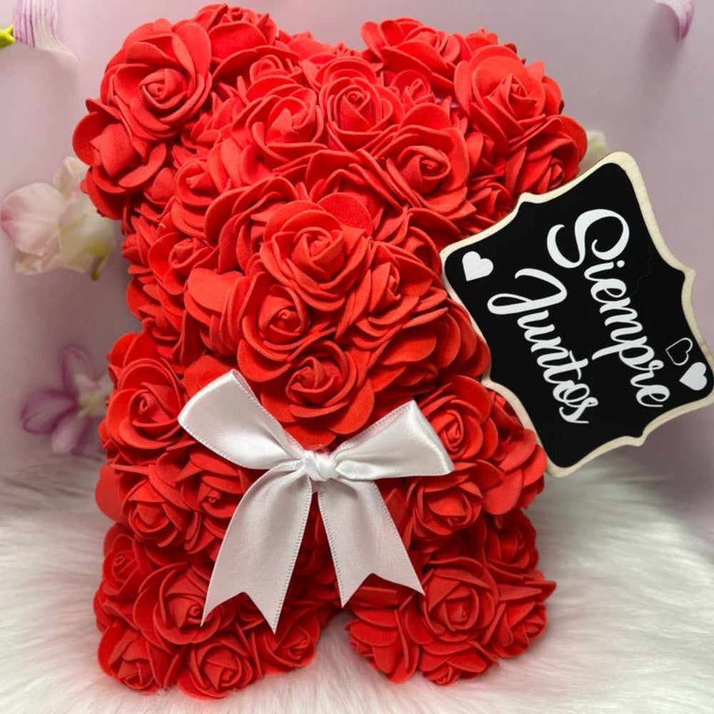 Osos personalizados con flores y mensaje
