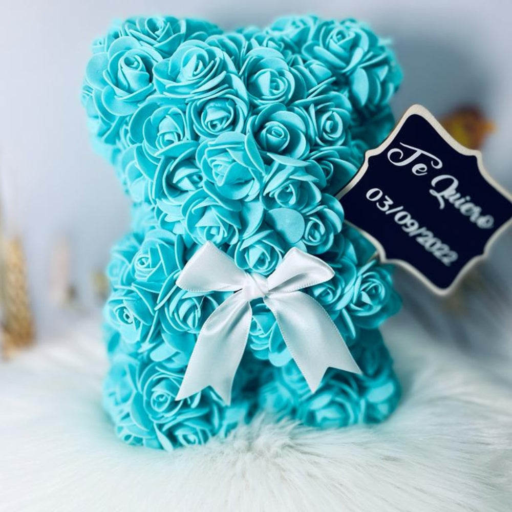 Osos personalizados con flores y mensaje